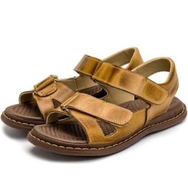 Imagem de Sandalia Masculina Franciscana Adulto Ortopedica Leve Couro Legitimo-Masculino