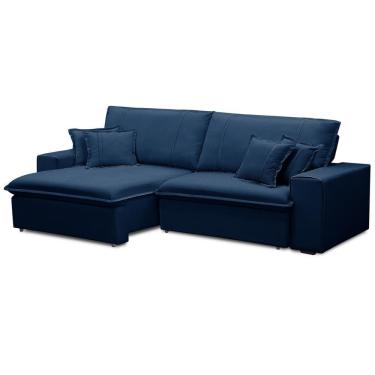 Imagem de Sofá Retrátil Reclinável Para Sala 3 Lugares 230cm Varsov F04 Veludo Azul - Lyam Decor