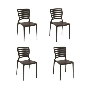 Imagem de Kit 4 Cadeiras Sofia Marrom Tramontina Encosto Vazado Horizontal 92237/109