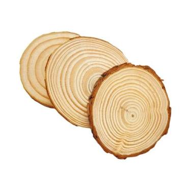 Imagem de Fatias De Madeira Redondas De Pinheiro Natural Não Acabadas 3-12cm De 