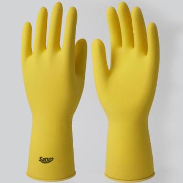 Imagem de Luva de Látex Amarela XG TOP Sanro CA 40044 - Para limpeza, higiene e 