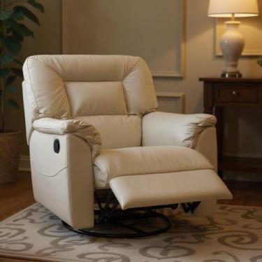 Imagem de Poltrona do Papai Reclinável Manual Giratória com Balanço Doha Couro P