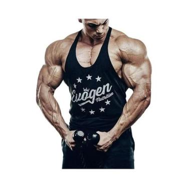 Imagem de Camiseta Masculina Sem Mangas De Algodão Para Musculação, Ginástica, C