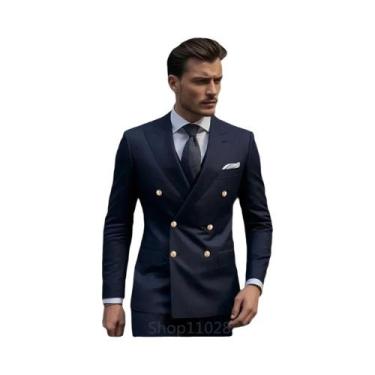 Imagem de Terno Masculino Azul Marinho Transpassado Elegante De Alta Qualidade D