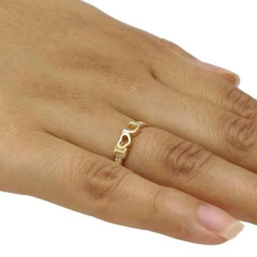 Imagem de Anel Escrito I Love You com Coração e Zircônias Cravejadas Folheado em