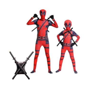 Imagem de Fantasia De Cosplay Deadpool Para Adultos E Crianças, Macacão, Máscara