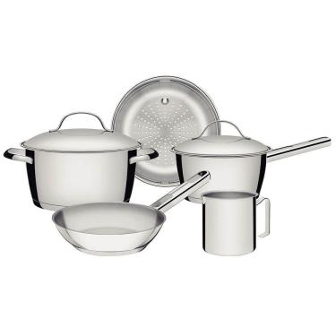 Imagem de Jogo De Panelas Tramontina Allegra Em Aço Inox Com Fundo Triplo 5 Peças 65660280