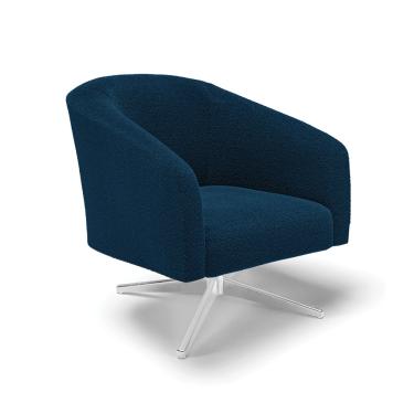 Imagem de Poltrona Decorativa Base Giratória Cromada Stella Bouclê Azul D03 - D'Rossi