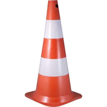 Imagem de Cone de Sinalização com 75 cm, Branco e Laranja, em Polietileno Vonder