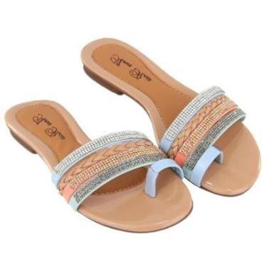 Imagem de Sandália Rasteirinha Feminina Strass Diamante Confort-Feminino