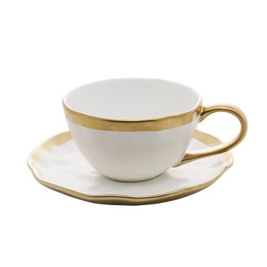 Imagem de Xícara de Chá De Porcelana Dubai Branco E Dourado 200ml