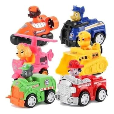 Imagem de Kit 6 Carrinhos Fricção Brinquedos Cachorro Patrulha Coleção Super Dog