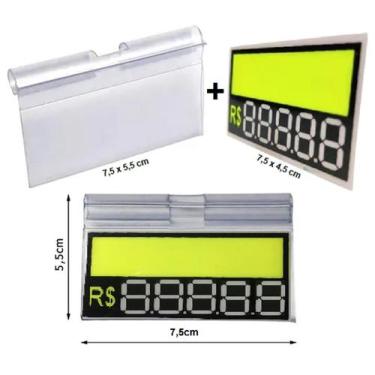 Imagem de KIT Display porta Etiqueta de Preço 7,5 X 5,5 cm + Etiqueta Reutilizáv