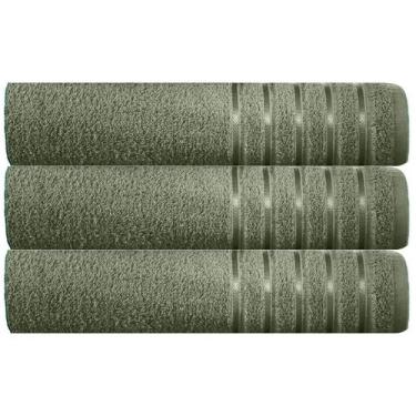 Imagem de Kit 3 Toalhas Banhão 100% Algodão 90x150 Cm Teka Comfort, Verde Musgo