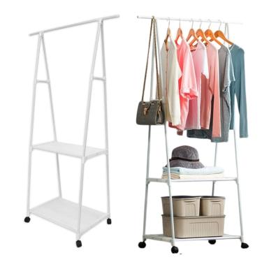 Imagem de Arara de Roupas Sapateira Cabideiro Closet Prateleira Guarda Roupa Movel Rodas Organizador Aberto Quarto Kitnet Atelie