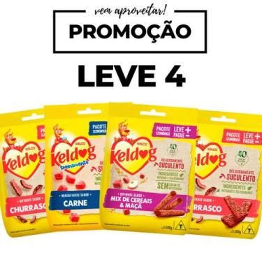 Imagem de Kit 4 Bifinhos Keldog para Cães  Churrasco, Carne e Mix de Cereais 500