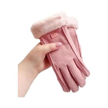 Imagem de Luvas Femininas De Inverno Grossas E Quentes De Pelúcia Com Toque De C