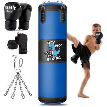 Imagem de YORWHIN Kit de Boxe Infantil com Saco de Pancadas 82cm, Luvas 170g e Acessórios - Treinamento Boxe, Muay Thai e Artes Marciais