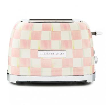 Imagem de Torradeira 2 fatias MacKenzie-Childs Cherry Check rosa e branca aço inox 850W 110V