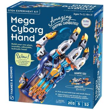 Imagem de Kit STEM mão robótica hidráulica Thames & Kosmos Mega Cyborg Hand, ajustável, tamanho pequeno
