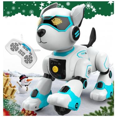 Imagem de Cachorro robô programável R27 azul com controle remoto voz toque dança e som de animais