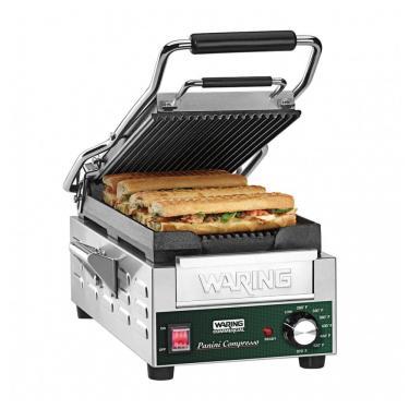 Imagem de Waring WPG200 Grelha Panini Compresso Slimline Ranhurada 120V 1800W 20x37 cm