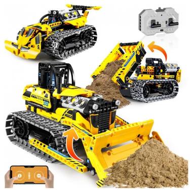 Imagem de Kit construção 3 em 1 OKKIDY escavadeira com 452 peças, controle remoto e app, engenharia STEM para crianças 6 a 14 anos