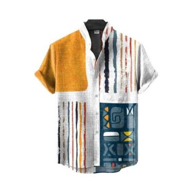 Imagem de Camisa Masculina De Linho De Manga Curta, Estilosa E Confortável, Top 