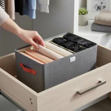 Imagem de Caixa Organizadora Dobrável Com 6 Divisórias - Cinza - Top Rio