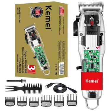 Imagem de Máquina Profissional Kemei Clipper Cabelo Transparente