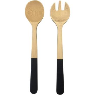 Imagem de Conjunto de Pegadores de Salada Oikos de Bambu com Cabo Preto