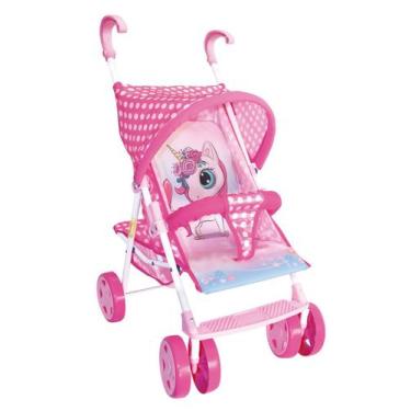 Imagem de Carrinho de boneca unicórnio encantado luxo - Baby Hercules, Rosa