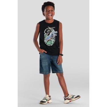 Imagem de Regata infantil menino de dinossauro em gel Brandili, 8, Preto