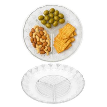 Imagem de Petisqueira de Vidro com 3 Divisórias Repartições Retorn Cotton 20cm E