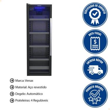 Imagem de Cervejeira Venax Blue Light 200 Litros Porta Invertida Preto Fosco 127V 32167