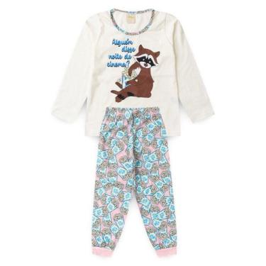 Imagem de Pijama Longo Infantil Menina Natural Guaxinim Noite de Cinema, 3