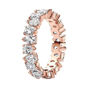 Imagem de Anel Feminino De Prata Esterlina 925 Com Pedra Rosa E Pérola Em Format