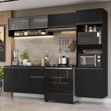 Imagem de Armário de Cozinha Completa 260 cm Suspenso Preto Nice Madesa 11