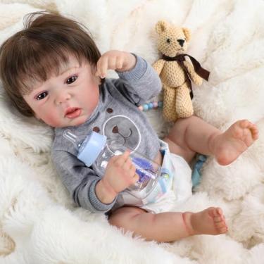 Imagem de Brastoy Bebê Reborn Boneca de Silicone Menino Realista Pintado Original 48cm (Menino Olhos Castanhos)