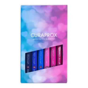 Imagem de Kit Curaprox com 6 Escovas Dentais CS 5460 Ultra Macia Pink Blue Edition + Exclusiva Caixa Para Presente - Edição Limitada