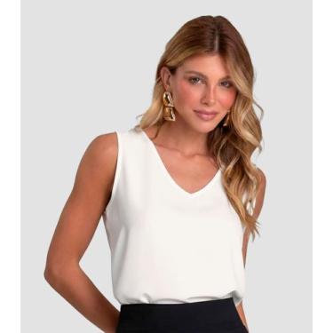 Imagem de Regata Feminina em Tecido de Viscose Dianna Branco, P, Branco