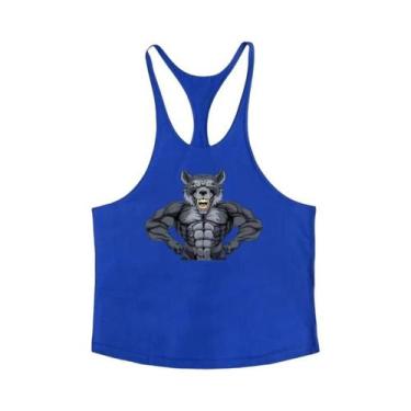 Imagem de Camiseta Sem Mangas De Algodão Com Estampa De Lobo Para Homens, Vestuá