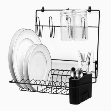 Imagem de Escorredor De Pratos Preto Dobrável Arthi Estilo Cook Home para Parede