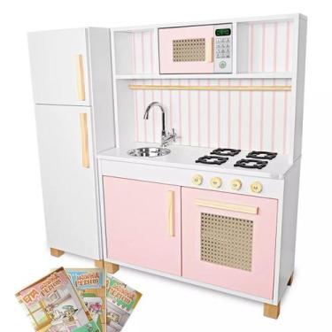 Imagem de Cozinha Infantil Retro com Geladeira Kit Livro Educativo - Eita Casa P