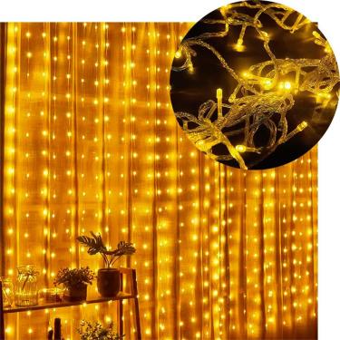 Imagem de Pisca Cortina Natalina 780 Lâmpadas Leds Amarelo 220V 5x3m para Decoração Interna e Ext...