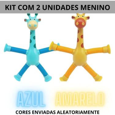Imagem de Brinquedo Infantil Kit Girafa Pop Tubo LED com Ventosa para Estimular Sentidos e Coordenação OEM