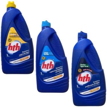 Imagem de Kit 01 HTH Clarificante Maxfloc 1L + 01 Algicida Manutenção 1L + 01 Li