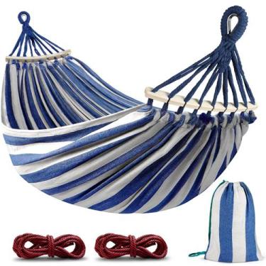 Imagem de Hamaca MOSFiATA Portátil para Camping Mejorada 250kg Azul y Blanca