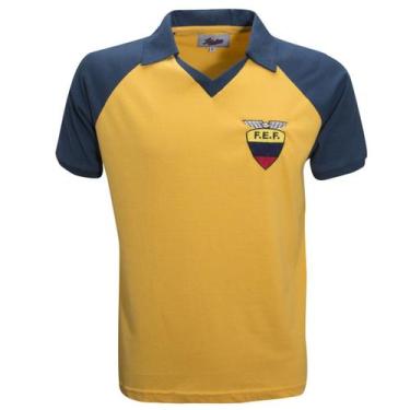 Imagem de Camisa Equador 1980s Liga Retrô  Amarela GGG, Amarelo, Azul, GGG