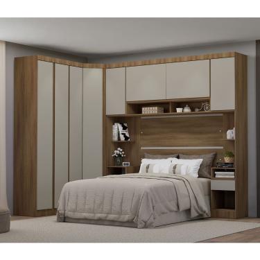 Imagem de Guarda Roupa Casal Modulado De Canto 8 Portas E 4 Gavetas Avelã Pf-arenas Pf